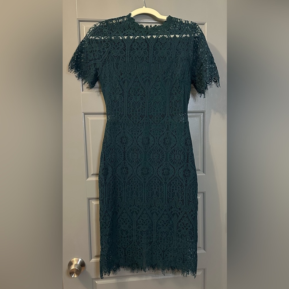 Lulu's Dark Green Lace Midi Dress